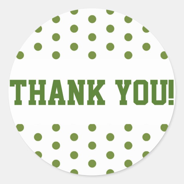Sticker Rond Merci Pois vert et blanc (Devant)