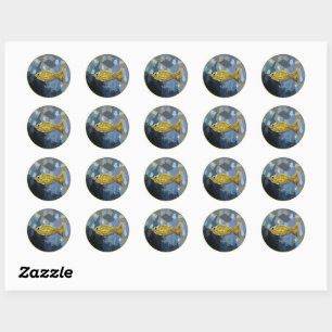 Sticker Rond "Merci" Poisson Rouge,