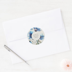 Sticker Rond Merci Poppy bleu pour votre commande