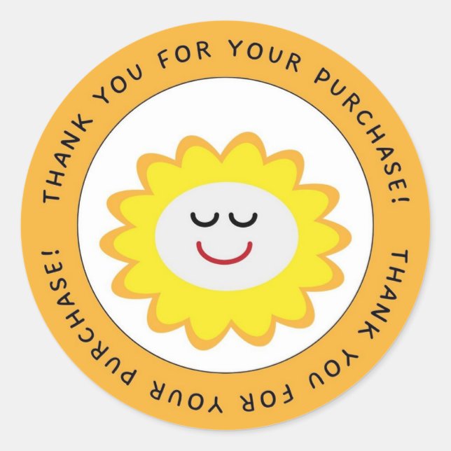 Sticker Rond Merci Pour Achat Smile Flower Circle (Devant)