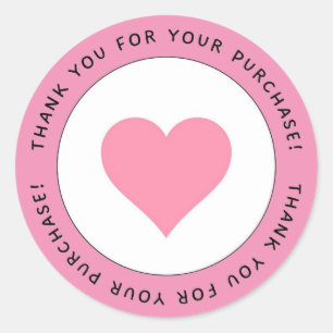 Sticker Rond Merci Pour Acheter Cercle Coeur Rose