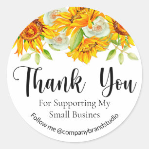 Sticker Rond Merci Pour Aider Ma Petite Entreprise Florale