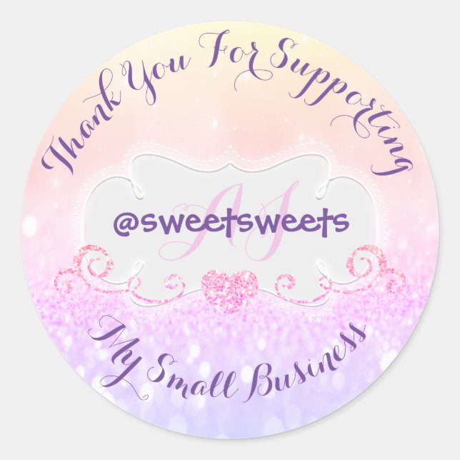 Sticker Rond Merci Pour Appuyer Ma Parties scintillant De Petit (Devant)