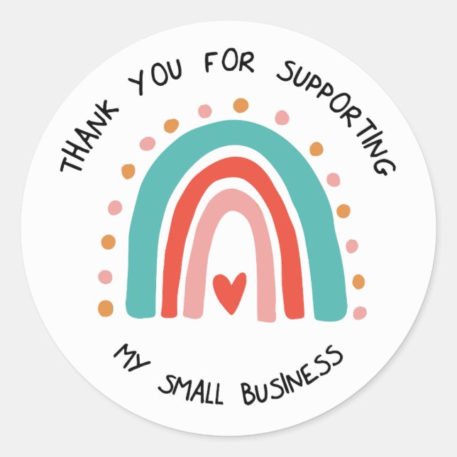 Sticker Rond Merci Pour Appuyer Ma Petite Entreprise - Boho (Devant)