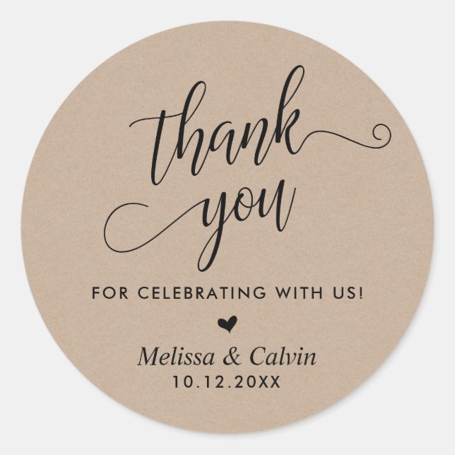 Sticker Rond Merci pour célébrer avec nous, Mariage (Devant)