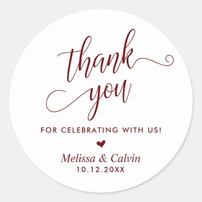Sticker Rond Merci pour célébrer avec nous, Mariage (Devant)