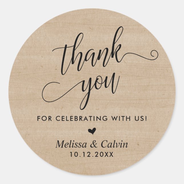 Sticker Rond Merci pour célébrer avec nous, Mariage (Devant)