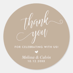 Sticker Rond Merci pour célébrer avec nous, Mariage