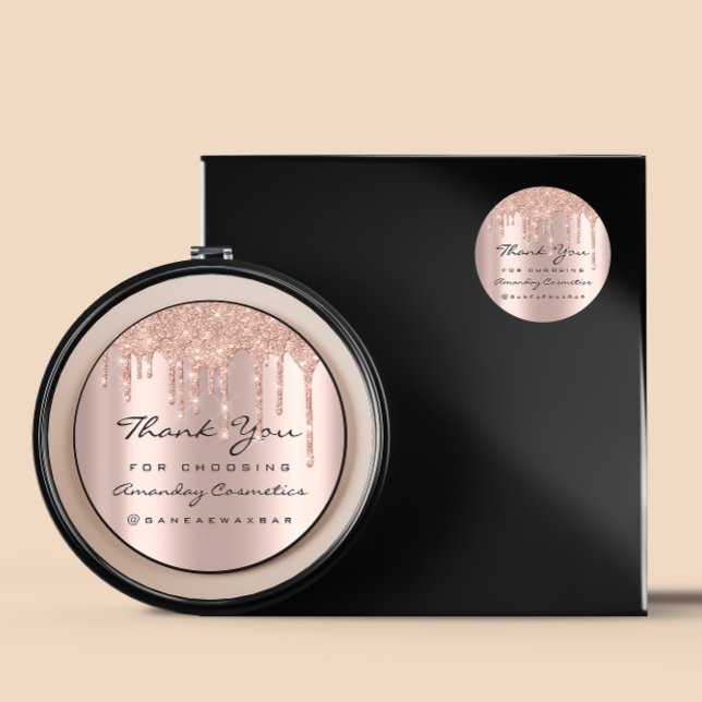 Sticker Rond Merci Pour Choisir La Parties scintillant Rose Ins (Thank You For Choosing Instagra Rose Glitter Classic Round Sticker)