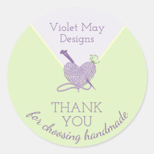 Sticker Rond Merci pour choisir Pastel Heart Yarn fait main