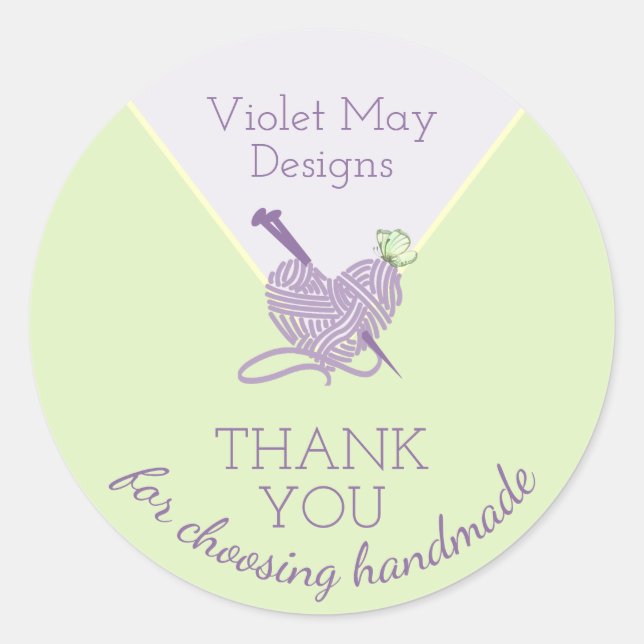 Sticker Rond Merci pour choisir Pastel Heart Yarn fait main (Devant)