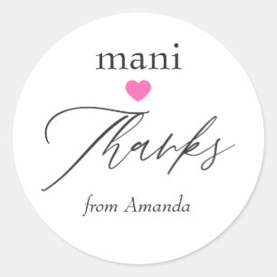 Sticker Rond Merci pour la Baby Shower Rose