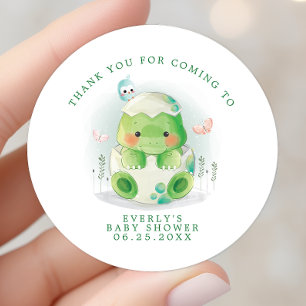 Sticker Rond Merci pour la douche de bébé à l'aquarelle d'œuf d