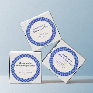 Sticker Rond Merci pour la douche de mariée personnalisée Bleu