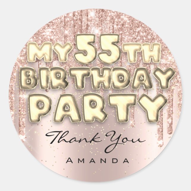 Sticker Rond Merci pour la fête d'anniversaire de 55 ans Glitte (Devant)