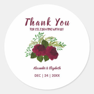 Sticker Rond Merci pour la Fleur rouge Mariage à venir