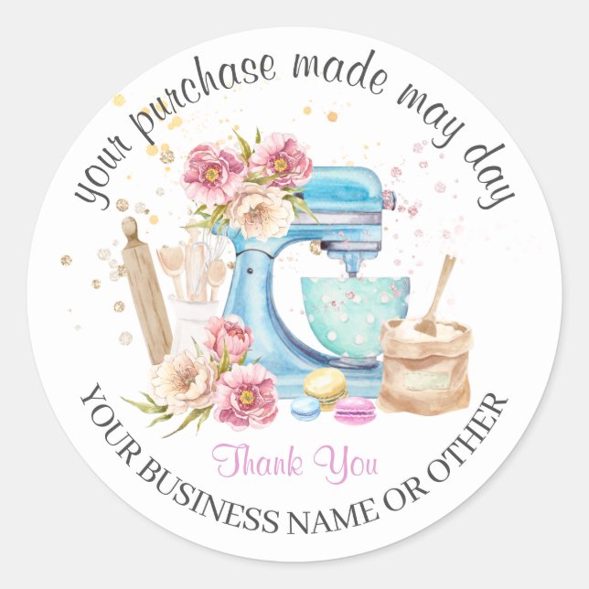 Sticker Rond Merci pour l'achat, petite boulangerie. c (Devant)