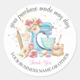 Sticker Rond Merci pour l'achat, petite boulangerie. c
