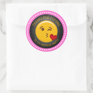 Sticker Rond Merci pour l'anniversaire avec un joli emoji fémin