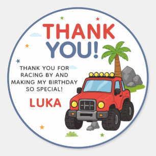 Sticker Rond Merci pour l'anniversaire de Monster Truck