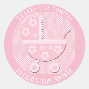 Sticker Rond Merci pour l'autocollant à Baby shower rose