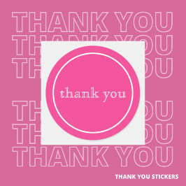 Sticker Rond merci pour l'autocollant rond classique rose