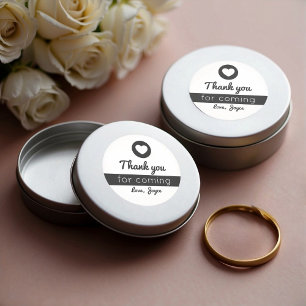 Sticker Rond Merci pour le coeur à venir Moderne Noir et Blanc