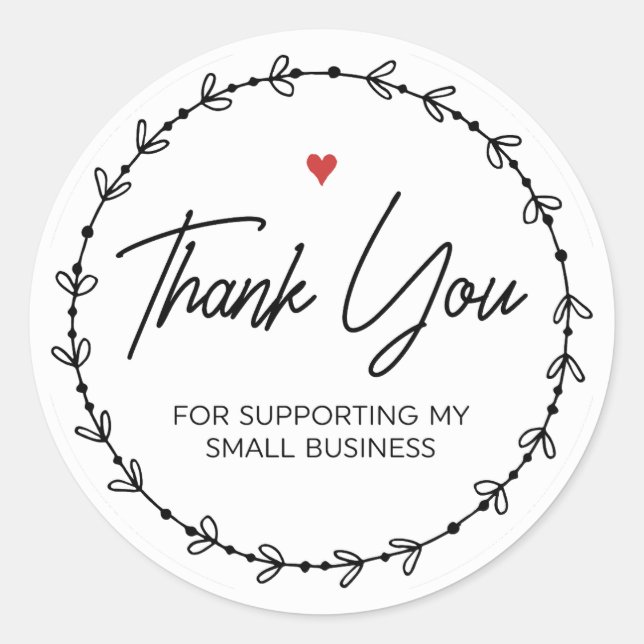 Sticker Rond Merci Pour Le Soutien À Ma Petite Entreprise (Devant)