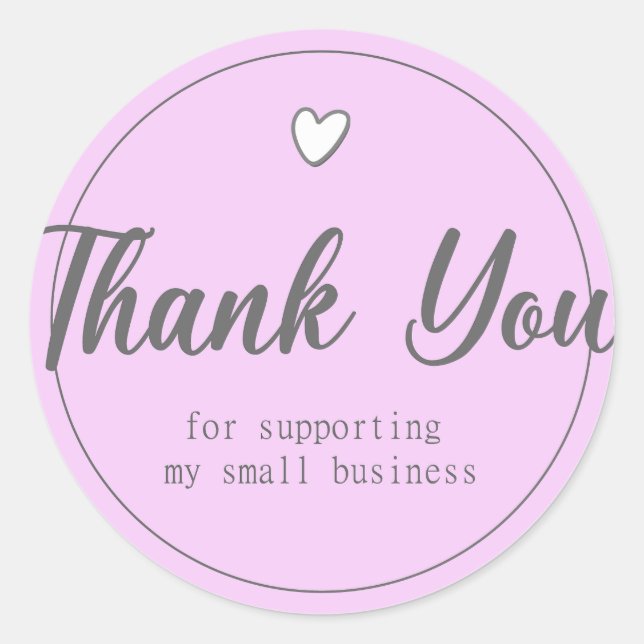 Sticker Rond Merci Pour Le Soutien À Ma Petite Entreprise Rose (Devant)