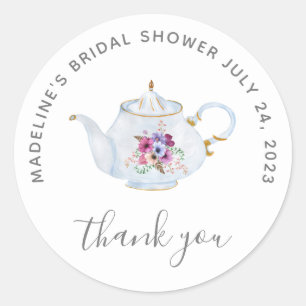 Sticker Rond Merci pour le Thé Mariage Vintage