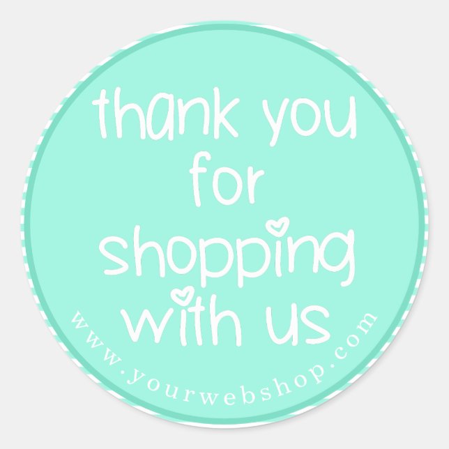 Sticker Rond Merci pour les achats - Turquoise Web Business (Devant)
