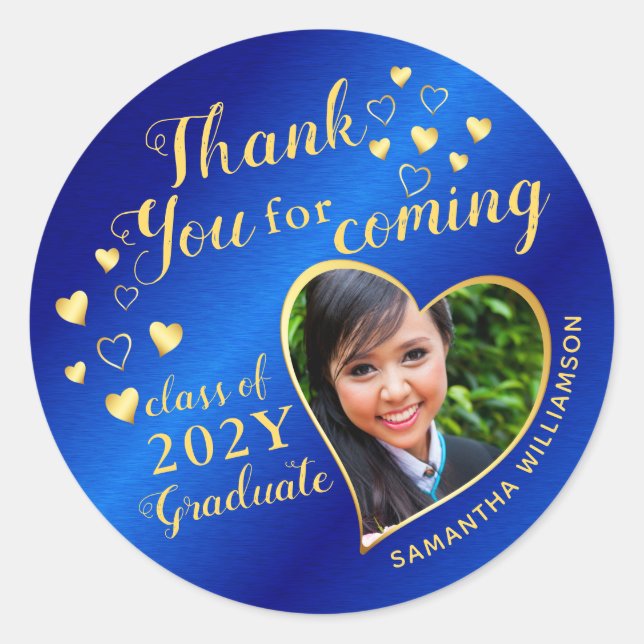 Sticker Rond Merci pour l'obtention du diplôme Blue Gold 2025 (Devant)