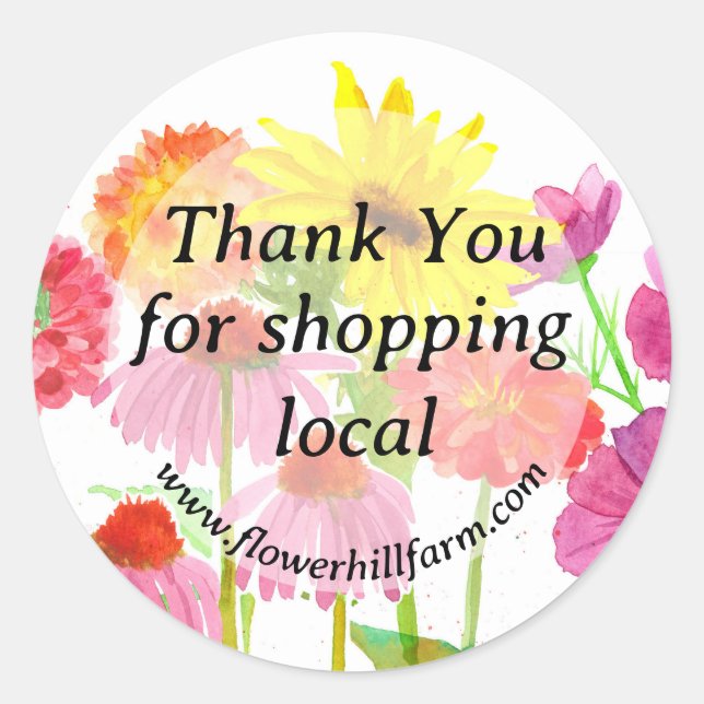 Sticker Rond Merci Pour Magasiner Les Affaires Locales (Devant)