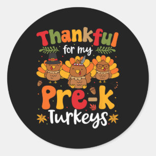 Sticker Rond Merci Pour Mon Pré-K Turkeys Thanksgiving Enseigna