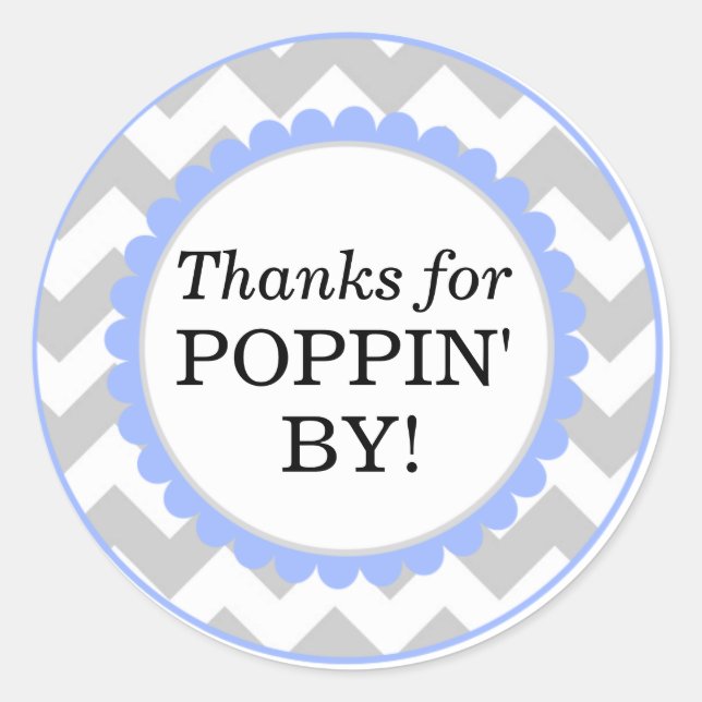 Sticker Rond Merci Pour Poppin By, Baby shower D'Impression Che (Devant)
