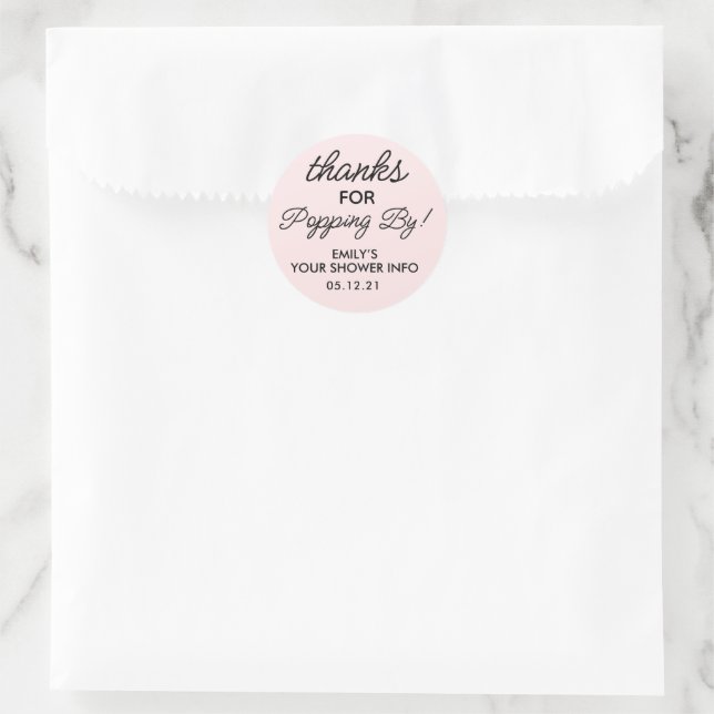 Sticker Rond Merci pour Popping By Baby shower Favoriser Sticke (Sac)