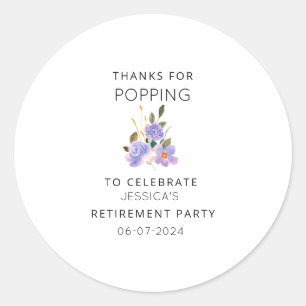 Sticker Rond Merci pour Popping Retraite Party Popcorn faveur