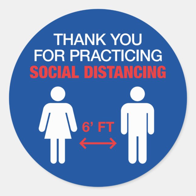 Sticker Rond Merci Pour Pratiquer La Distance Sociale (Devant)