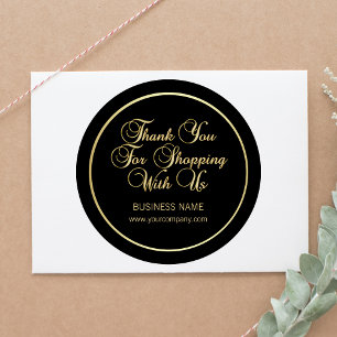 Sticker Rond Merci Pour Shopping Avec Nous Business Gold Noir