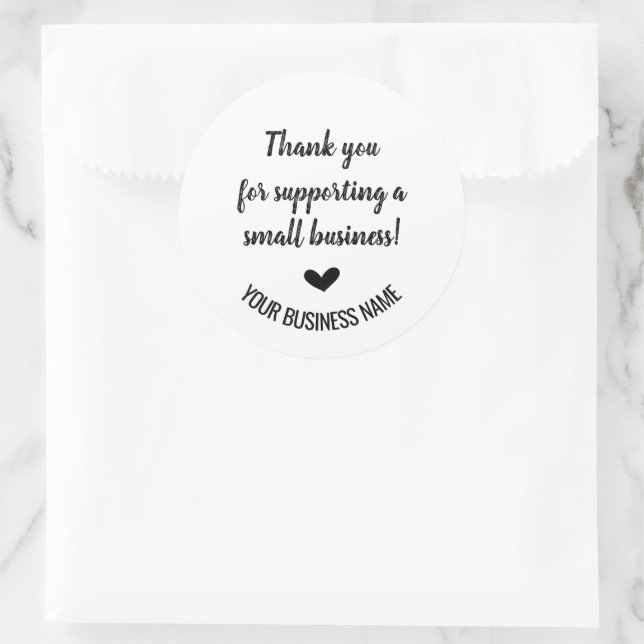 Sticker Rond Merci pour soutenir les petites entreprises (Sac)