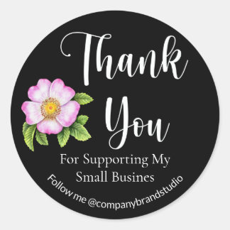 Sticker Rond Merci Pour Soutenir Ma Petite Entreprise Noir