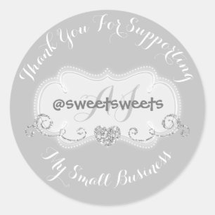 Sticker Rond Merci Pour Soutenir Mon Coeur D'Affaires Argent