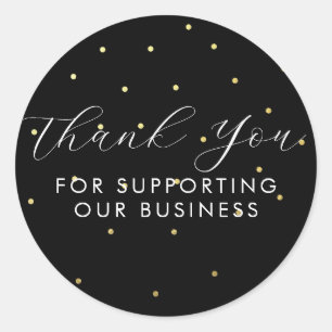Sticker Rond Merci Pour Soutenir Nos Points D'Affaires Noir