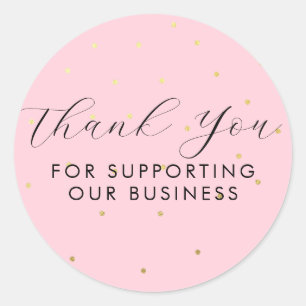 Sticker Rond Merci Pour Soutenir Nos Points D'Affaires Rose