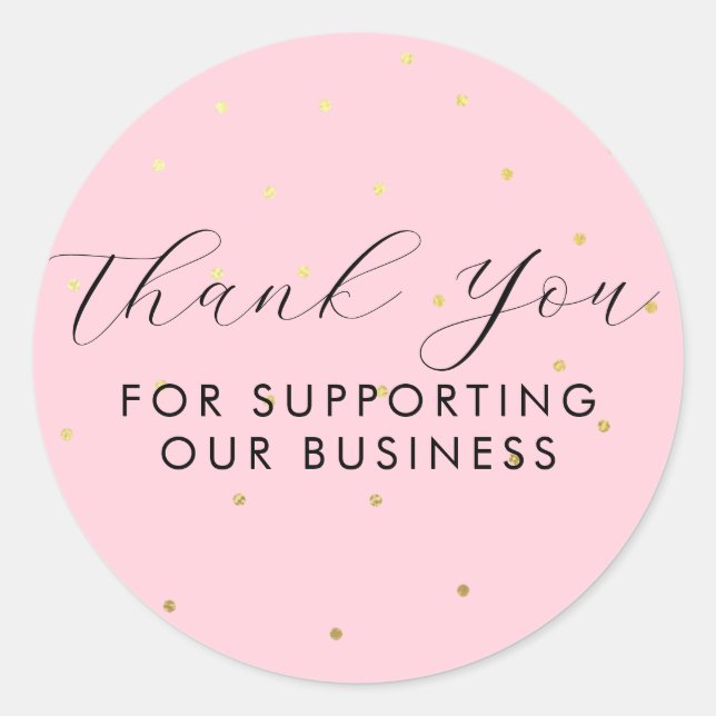 Sticker Rond Merci Pour Soutenir Nos Points D'Affaires Rose (Devant)