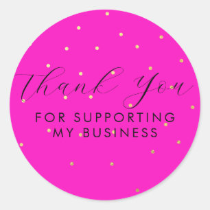 Sticker Rond Merci Pour Soutenir Notre Entreprise Pink Gold