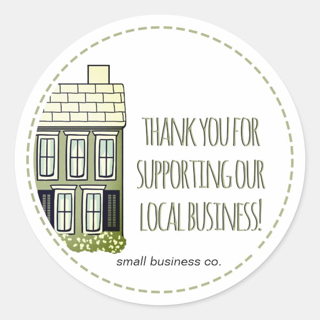 Sticker Rond Merci pour soutenir notre petite entreprise! (Devant)