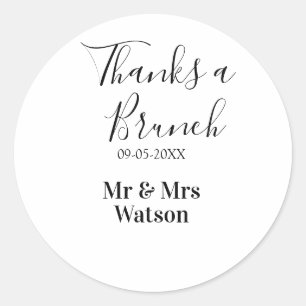 Sticker Rond Merci pour un nom de brunch post-mariage date simp