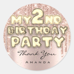 Sticker Rond Merci pour une fête d'anniversaire Sweet 2ème anni