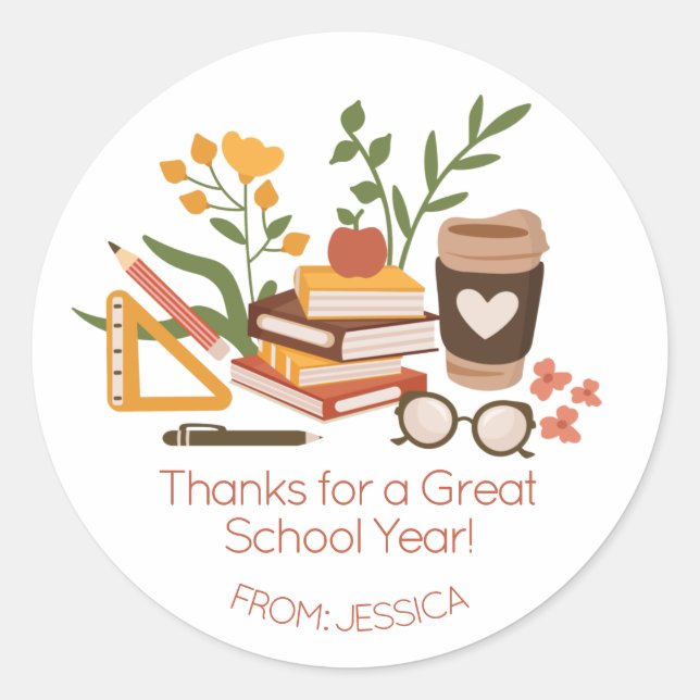 Sticker Rond Merci pour une grande année scolaire (Devant)